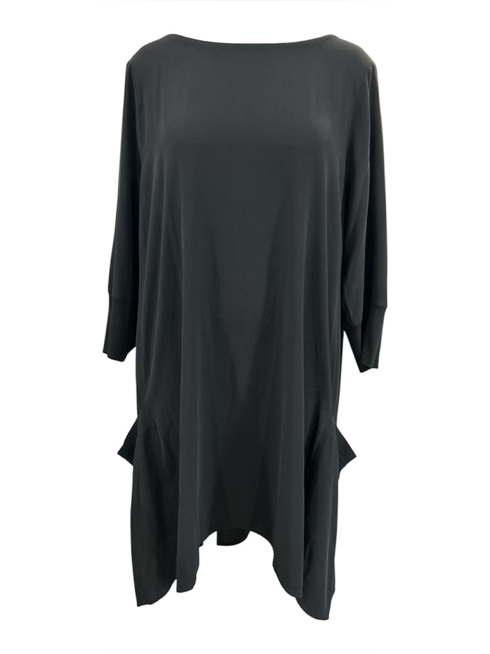 Eileen Fisher 100% silk lagenlook boatneck tunic dress black XL